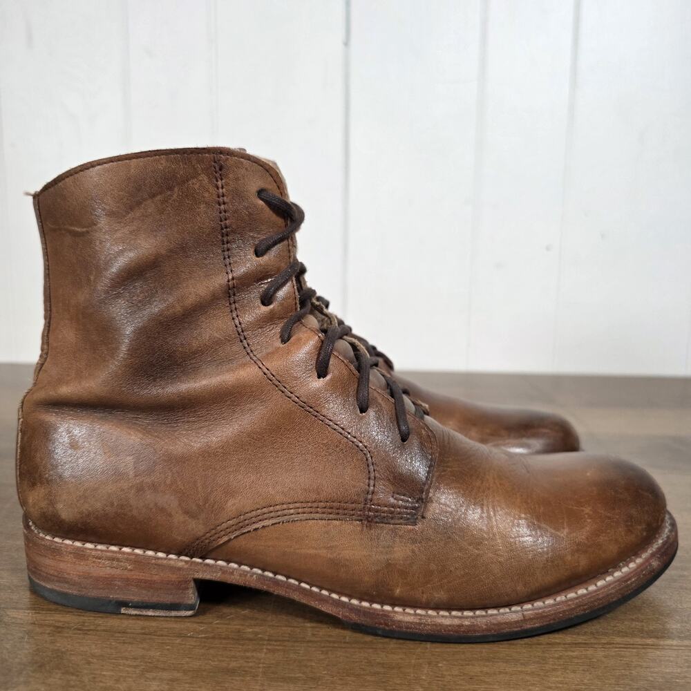 Bed Stu Post Men’s US Size 9 Brown Rustic Leather Lace-Up Benchmade Combat Boots